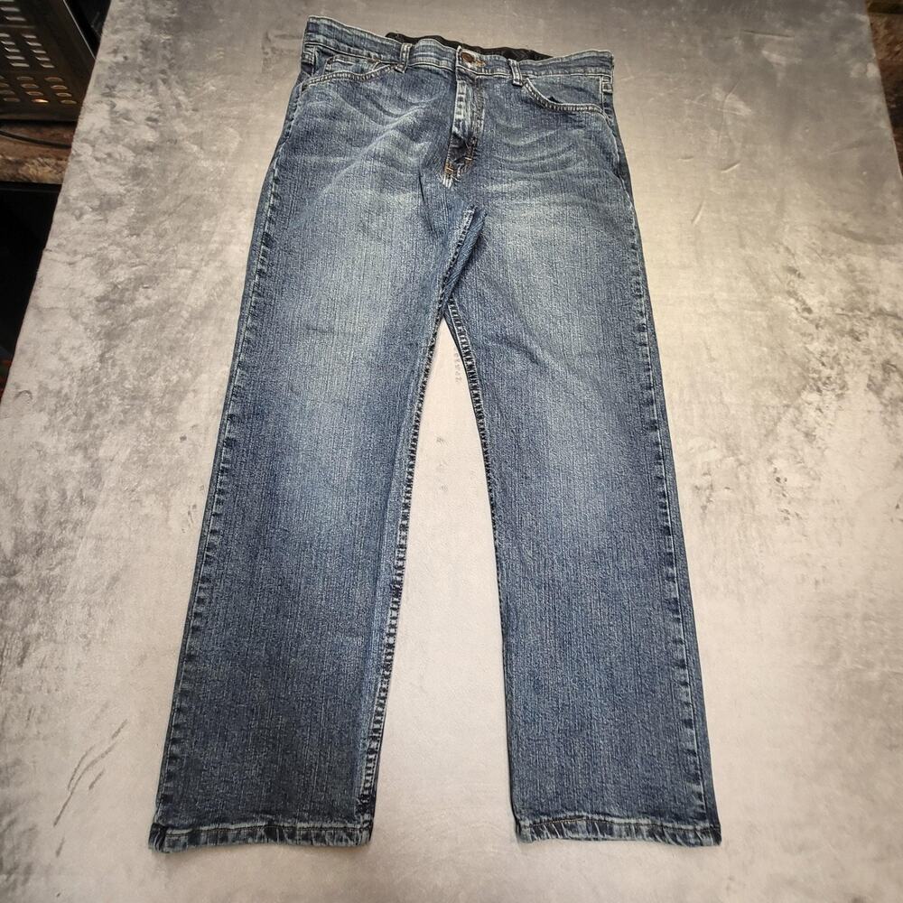 Wrangler Jeans Mens 35x29 Blue Relaxed Fit Straight Leg‎ Denim Stretch Casual